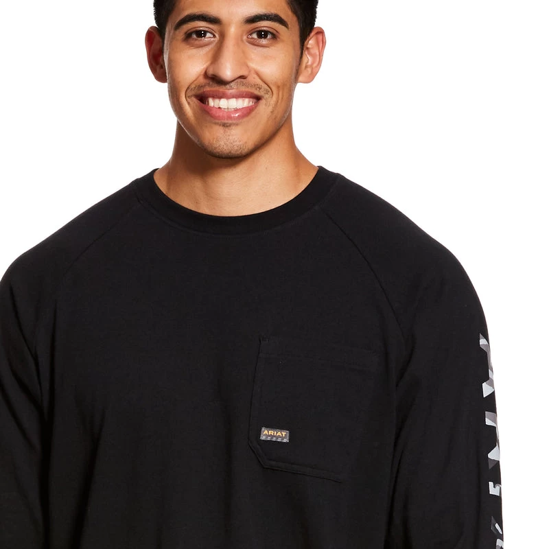 'Ariat' Men's Rebar Cotton Strong Graphic T-Shirt - Black / White - Image 2