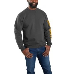 'Carhartt' Men's Midweight Logo Sleeve Crewneck Sweatshirt - Carbon Heather