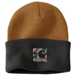 'Carhartt' Men's Knit Camo Patch Beanie - Carhartt Brown