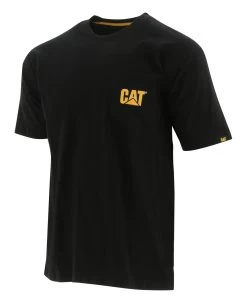 'Caterpillar' Men's Logo Pocket Tee - Black