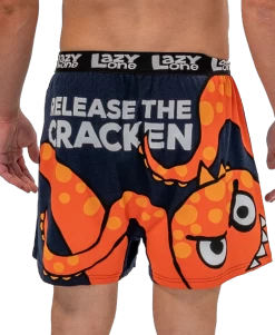 'Lazy One' Men's Release The Cracken Boxer - Navy / Orange