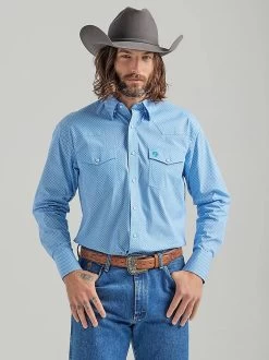Wrangler 'George Strait' Men's Printed Snap Front - Blue