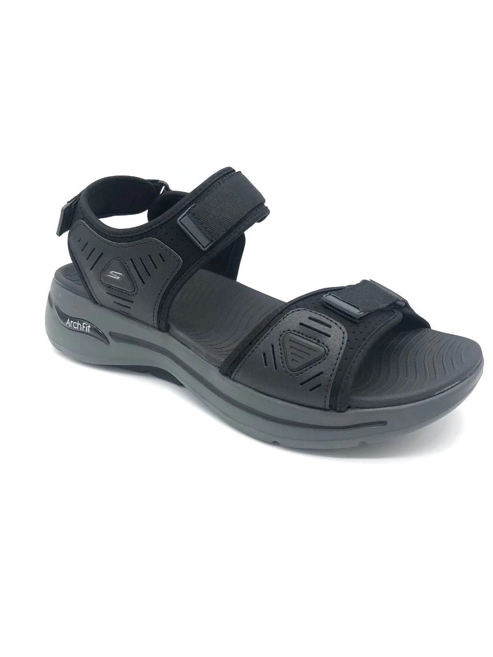 'Skechers' Men's GOwalk Arch Fit Sandal - Black / Charcoal - Image 6