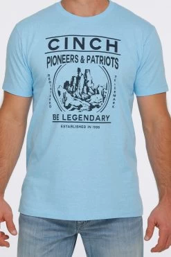 'Cinch' Men's Pioneers & Patriots T-Shirt - Heather Light Blue