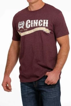 'Cinch' Men's Screen Print T Shirt - Heather Purple