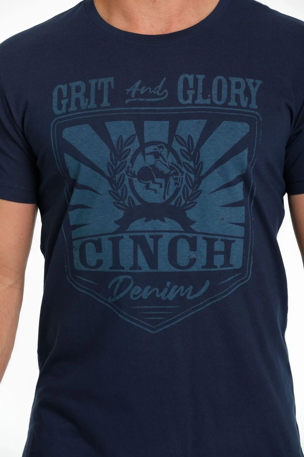 'Cinch' Men's Grit/Glory Screen Print T Shirt - Navy - Image 2
