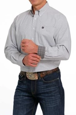 'Cinch' Men's Plaid Classic Fit Button Down - White / Purple