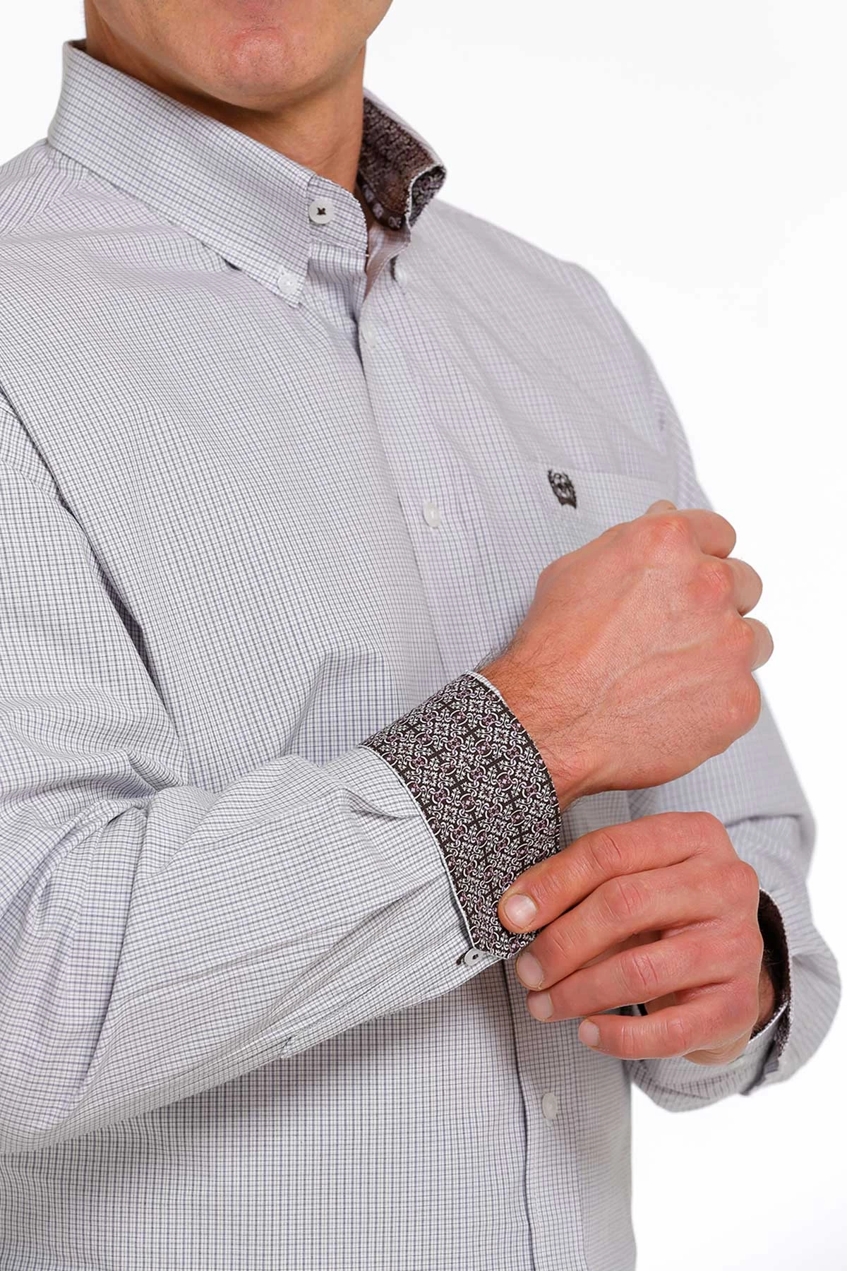 'Cinch' Men's Plaid Classic Fit Button Down - White / Purple - Image 2