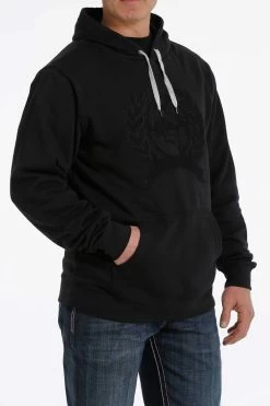 'Cinch' Men's Cinch Applique Hoodie - Black