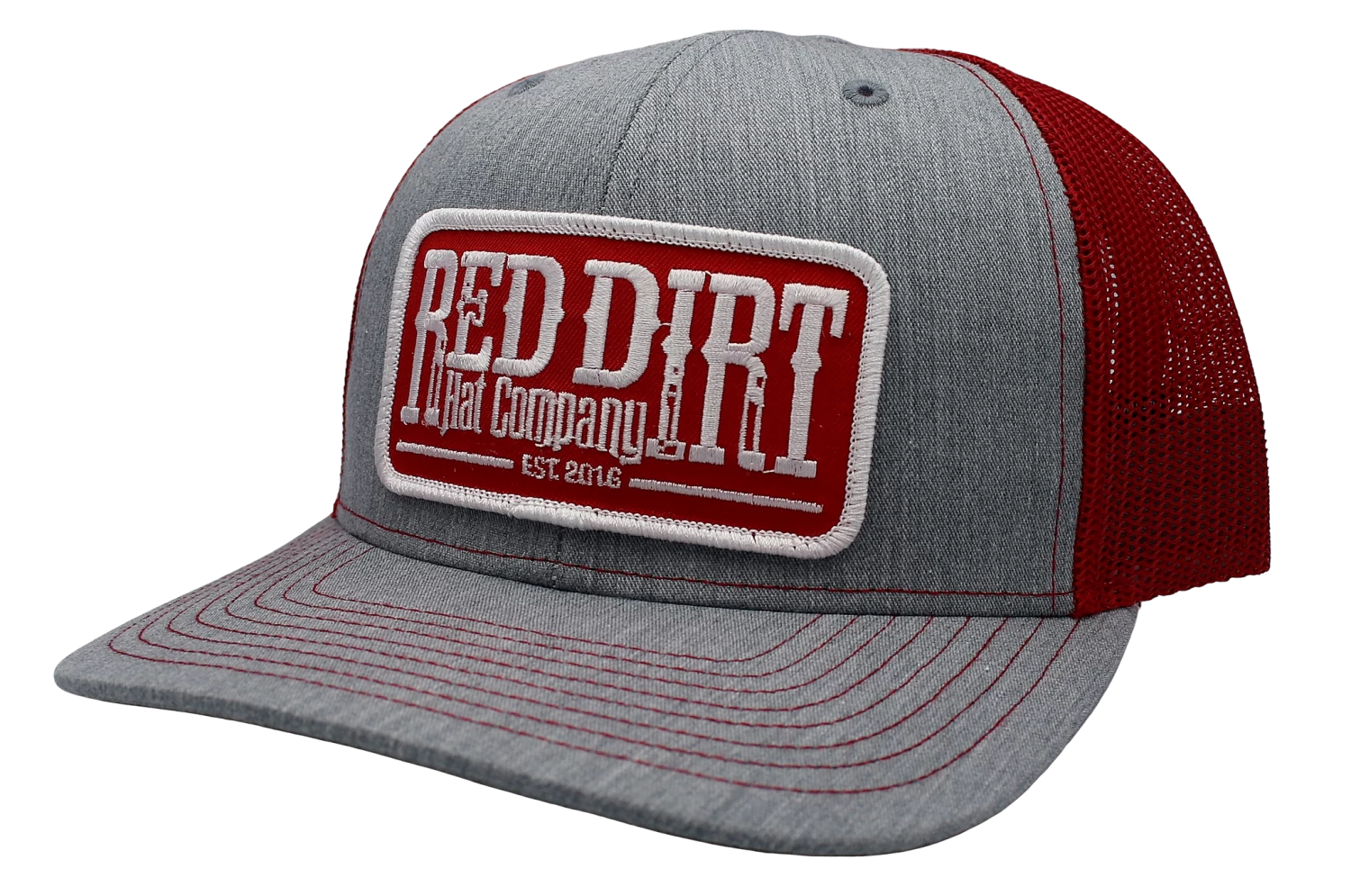 'Red Dirt Hat' Tag Patch Hat - Heather Grey / Red