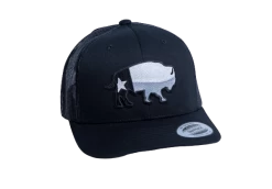 'Red Dirt Hat Company' Men's Texas Buffalo Greyscale Cap - Black