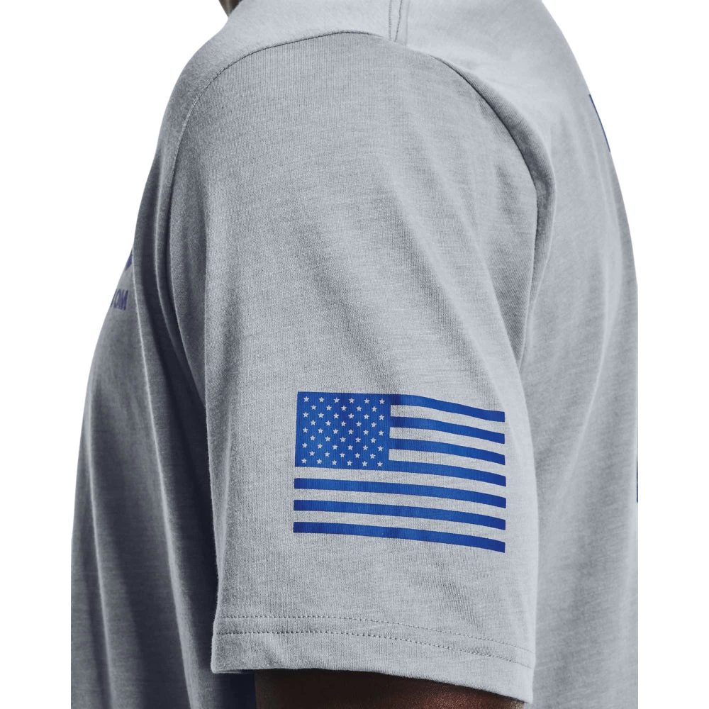 'Under Armour' Men's Freedom Flag T-Shirt - Steel Medium Heather / Royal - Image 2