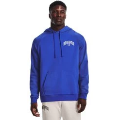 'Under Armour' Men's Rival Fleece Wordmark Colorblock Hoodie - Versa Blue